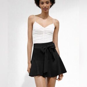 Zara Black Mini Skort with Ruffle Detail